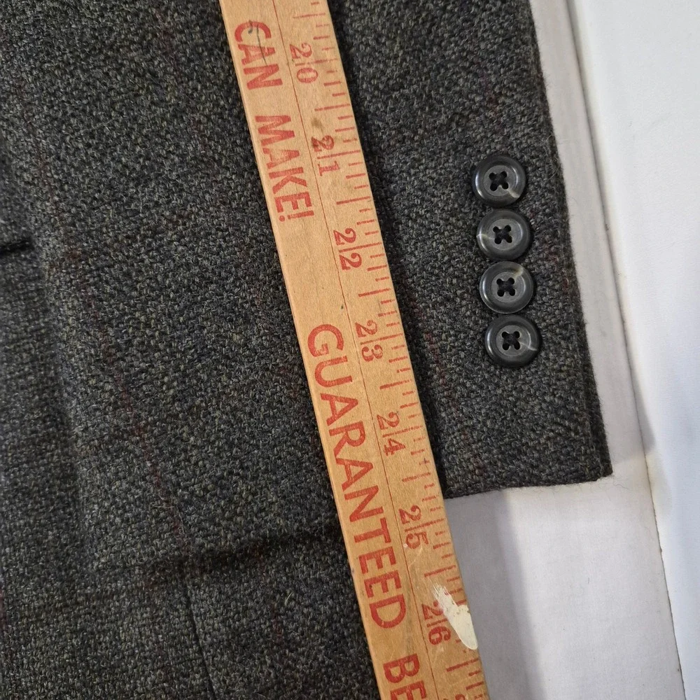 Tommy‎ Hilfiger Blazer Mens 43R Gray Wool 3-Button Windowpane Plaid Sport Coat